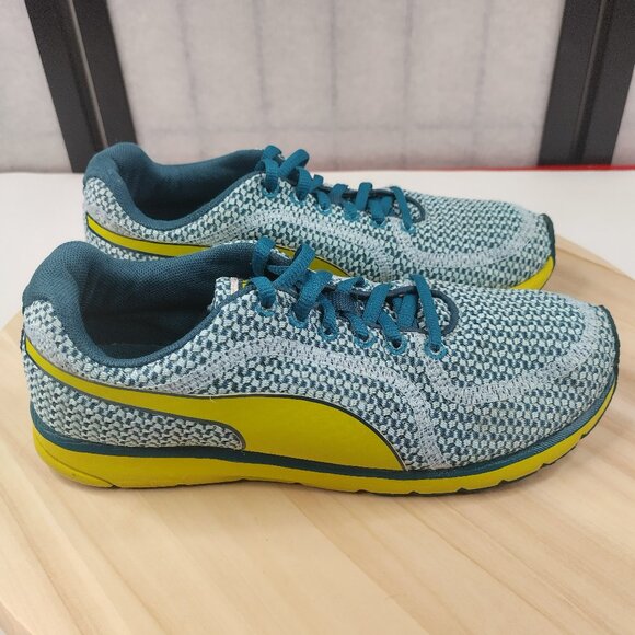 Puma Shoes - Puma Narita V3 Knit 188431 01 Blue and Yellow Running Shoes Sneakers Women US 8